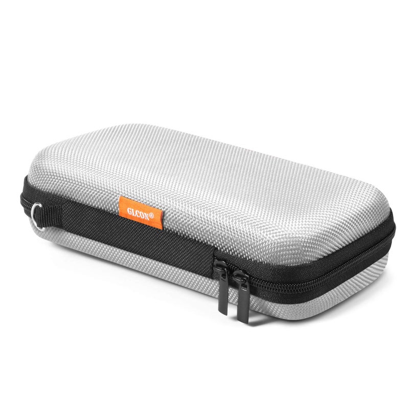 GLCON Portable Protection Hard EVA Travel Carrying Case with Mesh Pocket, Shockproof Exterior - Universal Small Electronic Tech Zipper Bag Pouch Organizer for Cell Phone, Charger, Cord, Cable - Silver - Image 1